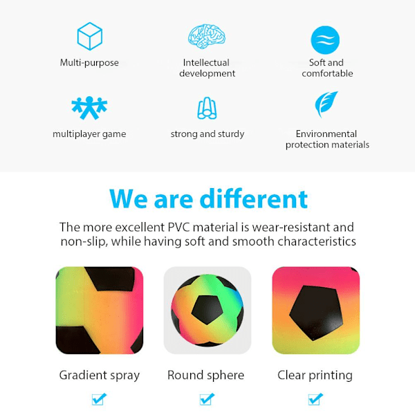 9 Tuuman PVC-Leikkikenttäpallo Lapsille, Pomppupallo Pihalle, Puistoon ja Rannalle Ulkoilun Hauskanpitoon, Sateenkaari Jalkapallo