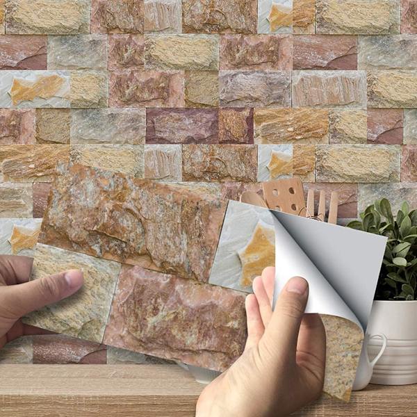 Självhäftande kakelplattor i 3D-cement, vattentäta