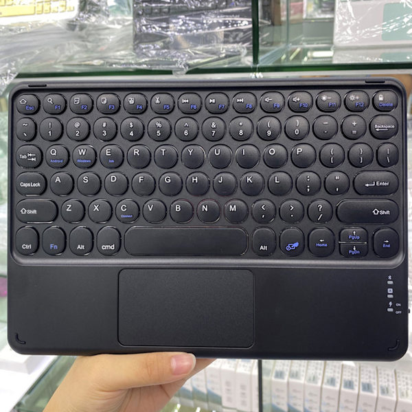 10 tommers Bluetooth-tastatur med berøring, trådløst tastatur ultra-tynt