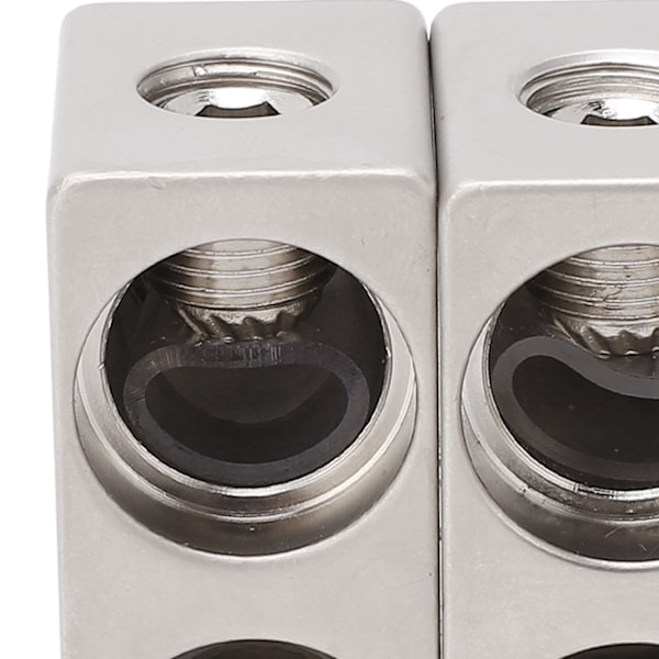 2 stk Dobbel 1/0 Gauge til 1/0 Gauge Forsterker Inngang Reduserer Nikkelbelagt Aluminium Legering Høy Effekt for Bil Lyd