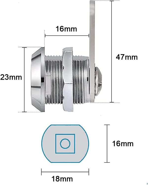 2-pack 16 mm brevlådehänglås med 2 olika låsplattor - C