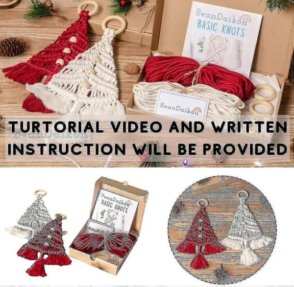 DIY-kit för julgransmakramé, handgjort DIY-set för vägghängd makraméjulgran, boho-dekoration