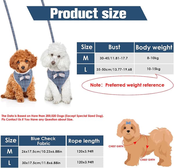 Mörkblå skotsk stil - Liten hund \"No-Pull\" sele och koppel S