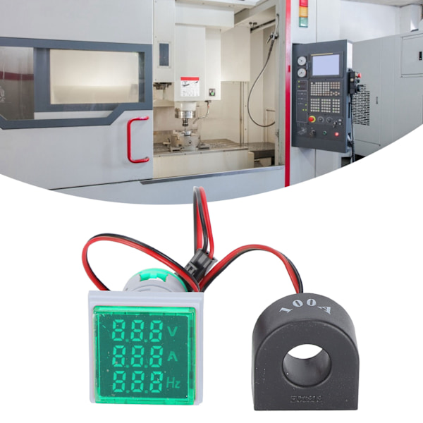Strömsignalindikator Universal 3-Display Kvadratisk Lampa Ljus 60~500V AC AD16‑22VAHGrön