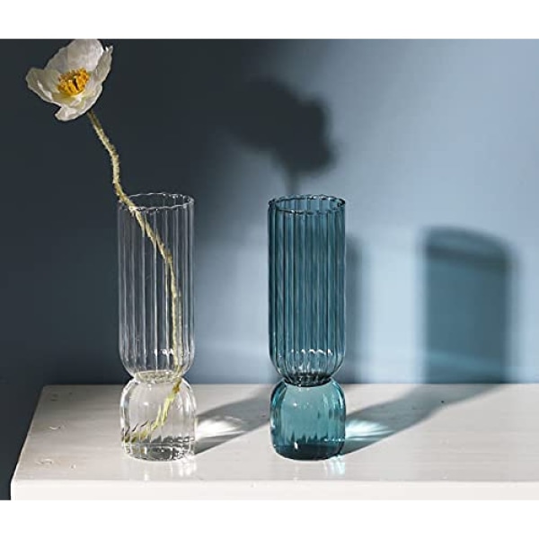 Dekorativa glasvaser i färgat randigt glas (orange)