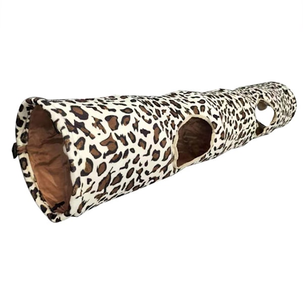 Leksakstunnel för kattgömma och sök, leksaker för katt, hopfällbar mjuk kattunnel med leopardtryck