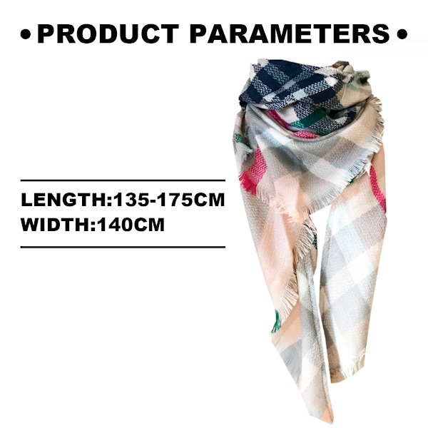 Dame Fall Winter Plaid Trekant Sjal Sjal Klassisk Kvast