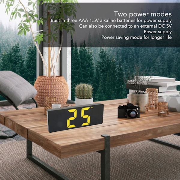 Smart Digital Klocka, LED-väckarklocka som alltid är på med temperaturvisning, för sovrum, kontor, studentrum, vardagsrum, USB- och batteridriven, spegel