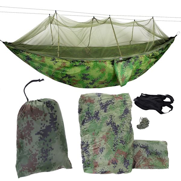 Bærbar Camping Rejse Hængekøje med Myggenet (Camouflage Myggenet)