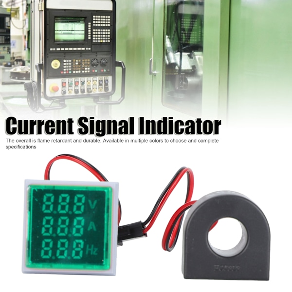 Strömsignalindikator Universal 3-Display Kvadratisk Lampa Ljus 60~500V AC AD16‑22VAHGrön