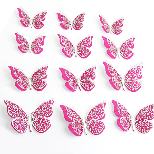 3D Butterfly Väggdekor 24 st 4 Stilar 3 Storlekar-Fjäril