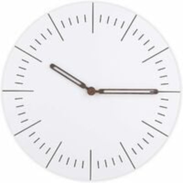 Trævægpendul, stille rund ur, moderne slank vægur (30 cm, tykkelse 5 mm - Hvid)