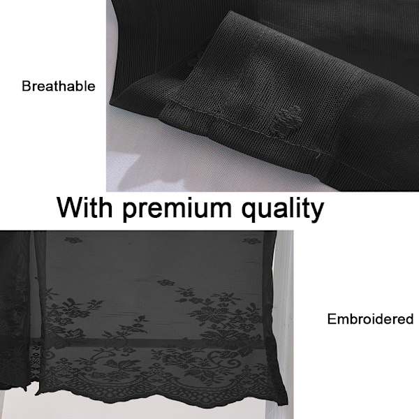1 stk Blomsterblonder Gardin Valance Broderi Halvtransparent Kort Wi
