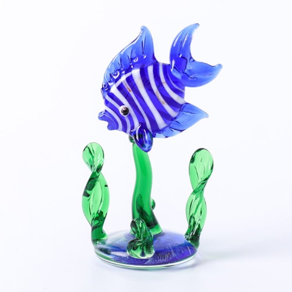 Miniatyrfigurer av glas Handblåst akvarium i glas Vatten Gräs Fisk Konstprydnader Heminredning Tillbehör Present