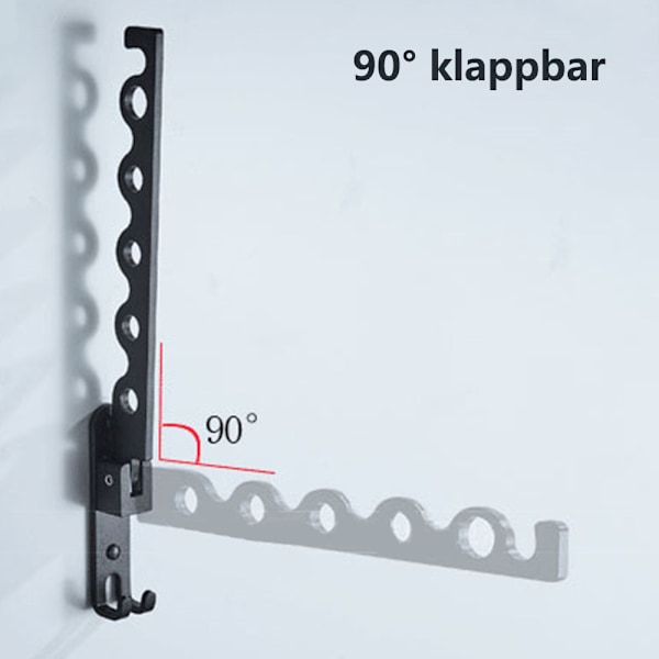 Fällbar klädhängare väggmonterad, klädhängare stång matt svart