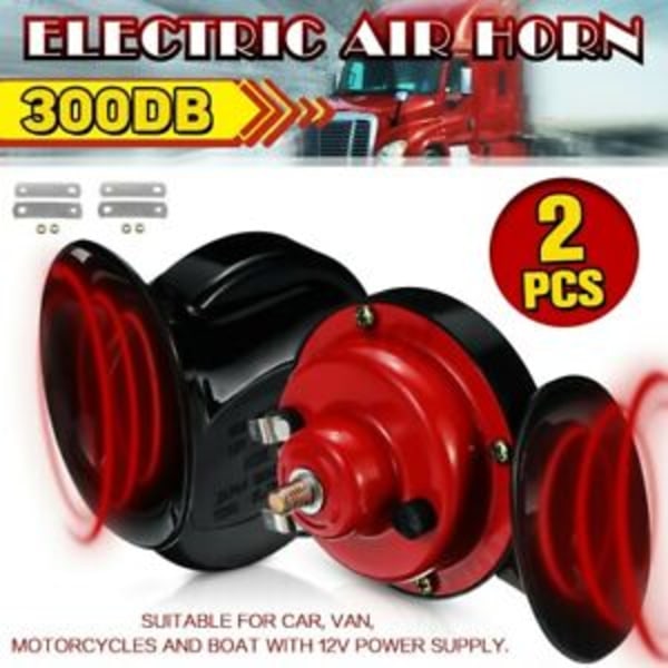 2x 300DB 12V Elektrisk Snegletrompet Lydhorn Høylydt Hornsett