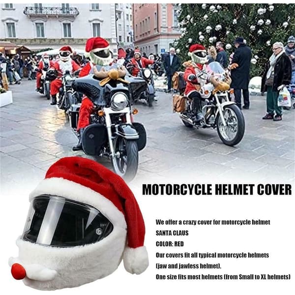 Överdrag för motorcykelhjälm, Modell Jultomte, Röd