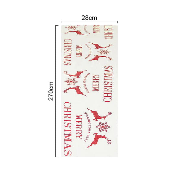 Julebordløper i lin, for julebordsdekorasjon (270*28cm) trykt rektangulær duk White Snowflake Elk