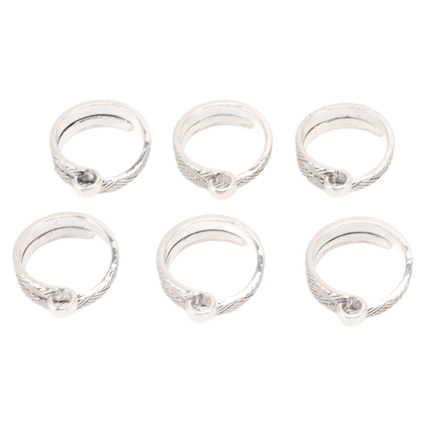6 stk Metall Hekle Ringer Garn Tråd Guide Finger Holder Justerbar Åpning Strikking Ring