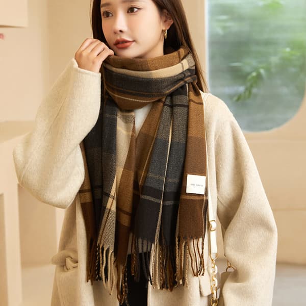 Lang plaid tæppe til kvinder, chunky oversized vinter/efterår varmt tørklæde, stort plaid tørklæde wrap