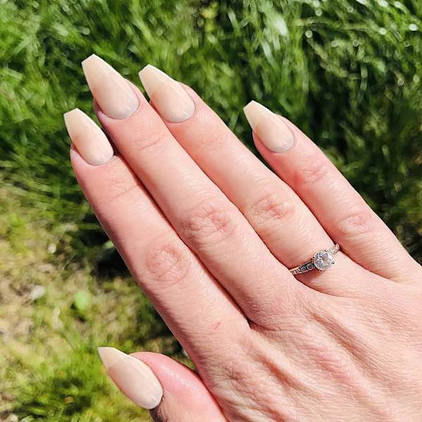 Nude Square French Press on Nails Short, Svart Vit Akryl Naglar Press on