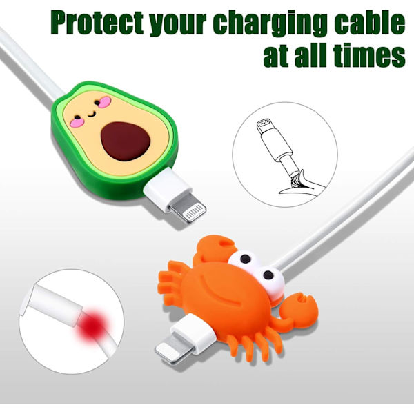 13 Søde Opladningskabelbeskyttere til USB-kabel - Frugt Ch