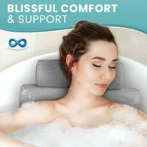 Everlasting Comfort Badekar Pute - Støtter Hode, Nakke og Rygg i Badekaret - Badekar Pute