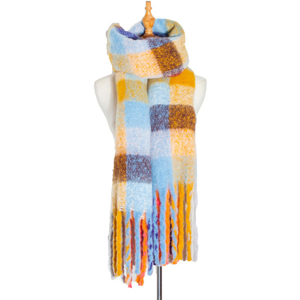 Kvindes Cashmere Stor Farvet Ternet Sjal Vinter Varmt Wrap