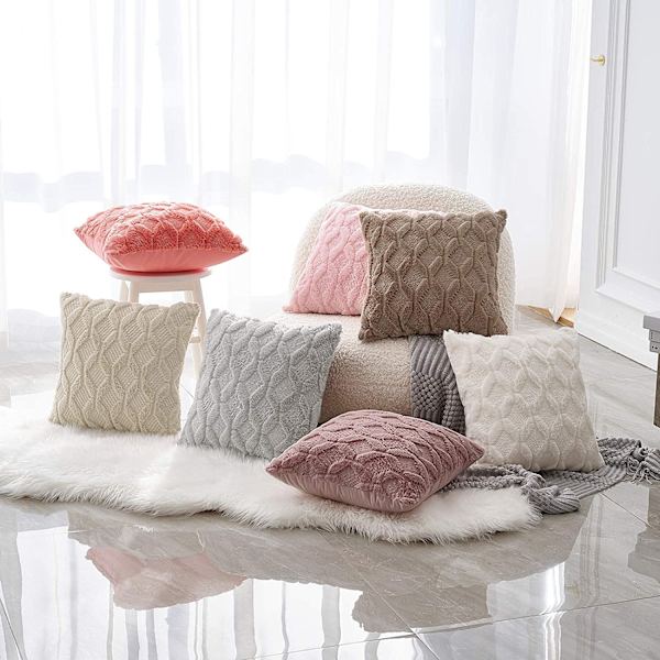 Set med 2 supermjuka konstgjorda ull lyxiga stil päls kuddfodral