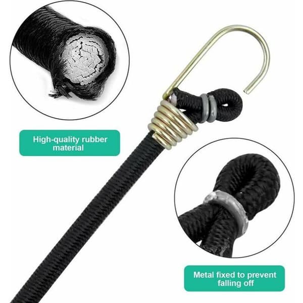 Svarte 10 stk. strammere med kroker Mini elastisk kraftig universal