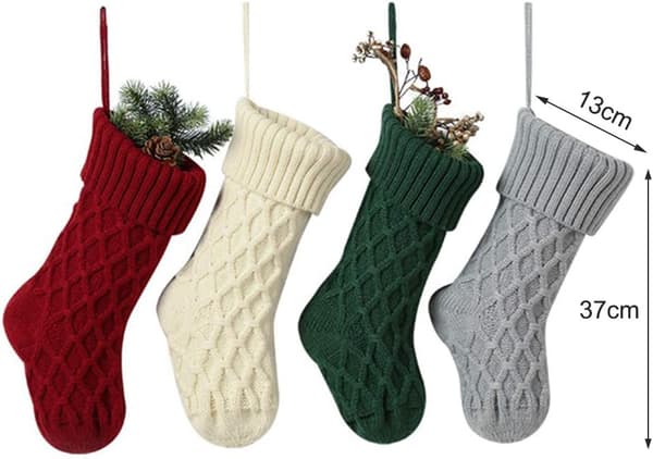 Stor julestrømpe, rustikke julestrømper til pejs, juletræsdekoration
