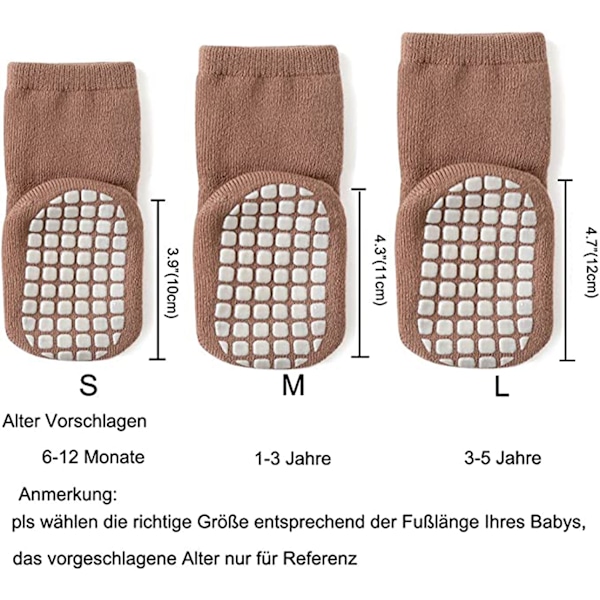 Babystrumpor Anti-Slip Tjocka - 5 Par Vinter Varma Småbarnsstrumpor Halkfria Strumpor Krypstrumpor för Flickor Pojkar