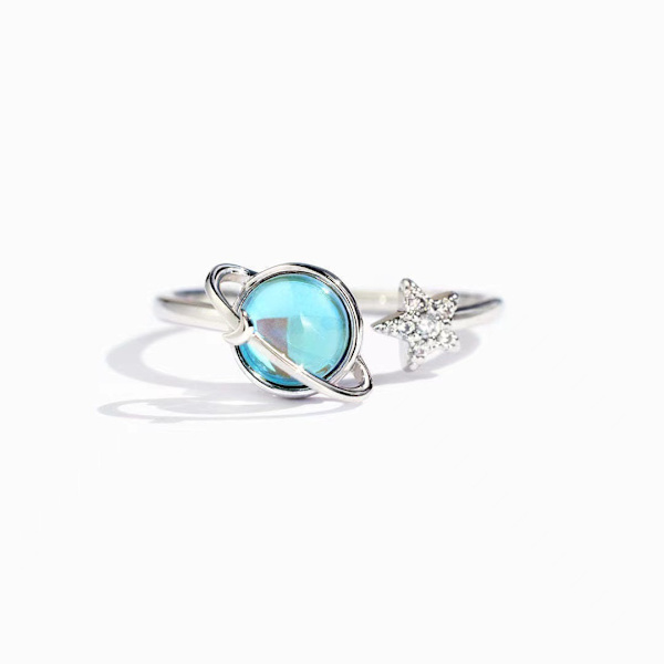 Justerbar ring, vardagsstil, enkel design, blå