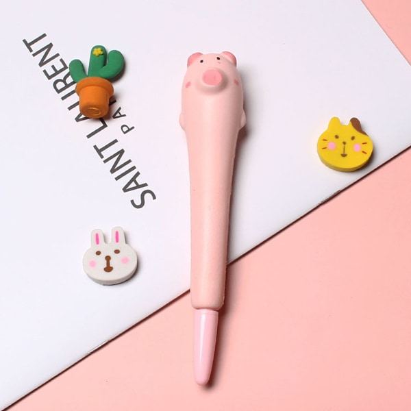 Bløde Squishy Penne - Sød og Stressaflastende - Glat Skrift - Kawaii Gelblækpen til Julegaver og Skoleartikler - Pink Gris