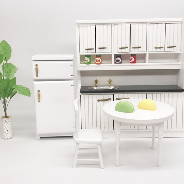 1:12 Vit Minikylskåp Utmärkt Möbelmodell Kök Tillbehör, Miniatyr Möbelmodell