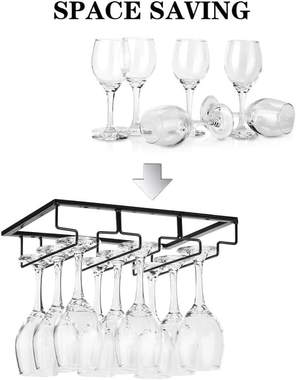 Sort Vinglas Holder - Vinglas Holder til Under Skab
