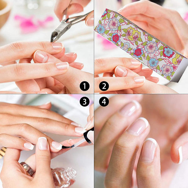 10-pack, nagelbufferblock för naturliga och akrylnaglar, 4-sidig, medelgrov nagelfil (mönster)