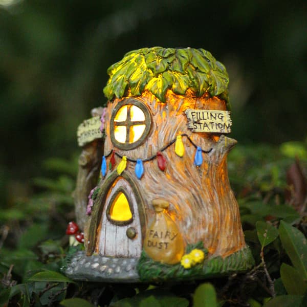 Sød Havefigur med Solcellelys, Resin Havefigur, Vand