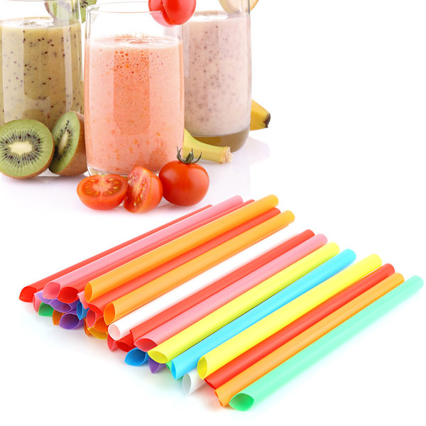 Smoothie-sugrör för olika tillfällen, breda stora sugrör i blandade färger, hållbart material säkerställer säker och robust användning (100 st)
