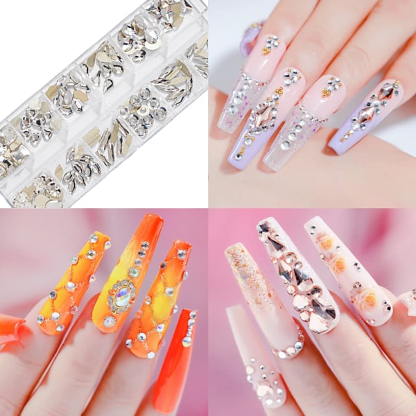 Krystal Nail Art Rhinestones, til Kvinder Piger Nail Design DIY Håndværk Tøj Sko Smykker