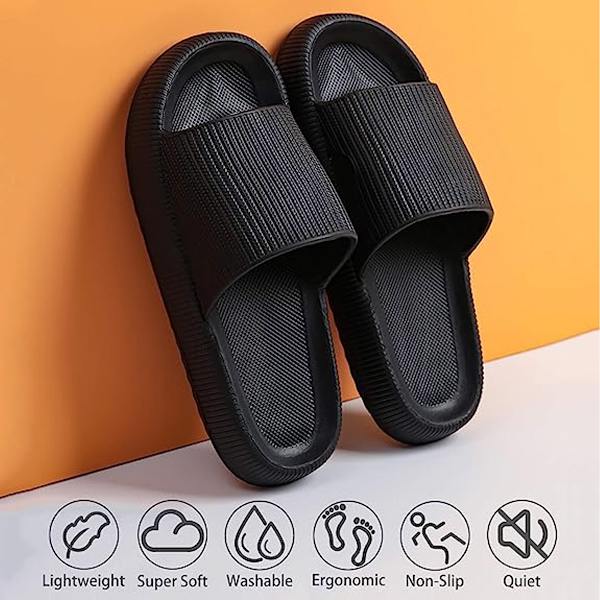 Molnslippers för kvinnor och män, massageslippers för dusch och badrum