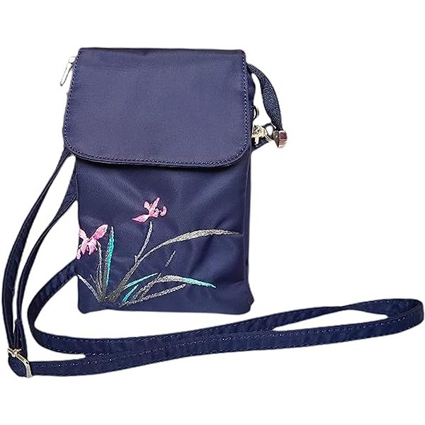 Kvinders Mobiltelefon Crossbody Taske, Nylon Broderi Lille Skuldertaske