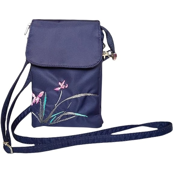 Women Cell Phone Crossbody Bag, Nylon Embroidery Small Shoulder