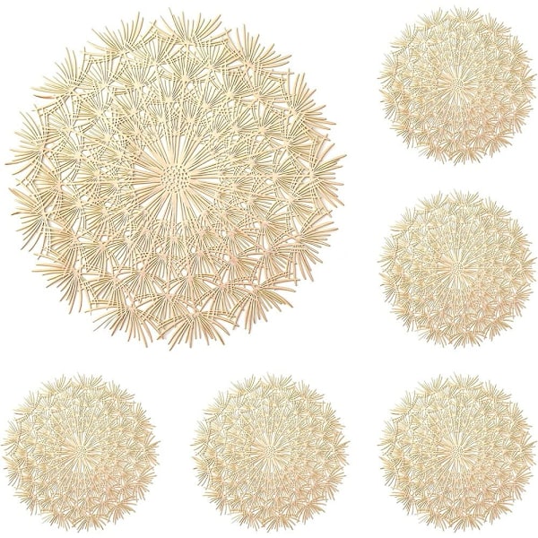 Elegant Bordsunderlägg, Gyllene Maskros Bordsunderlägg Bulk Set, Hållbar Miljövänlig PVC Erbjuder Stressfri Rengöring, Värmebeständig För Säkerhet