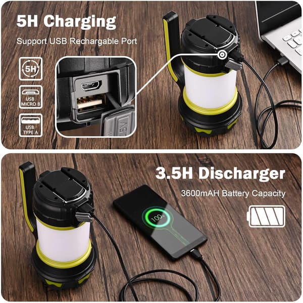 Camping Lantern, USB Oppladbar LED Campinglampe Dimbar IP65