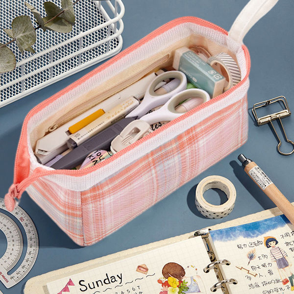 Blyantsæske Bærbar Kosmetikpose med Håndtag Holdbar Pen Pouch