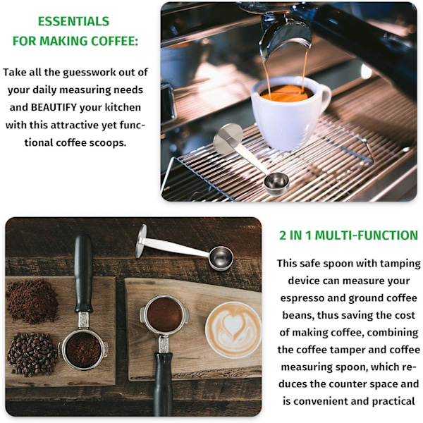 2-i-1 Espresso Tamper Rustfrit Stål Kaffeske, Dobbelt-ende Design til Præcis Kaffemåling og Pulverpresning, Velegnet til Hjemmet, Dessert