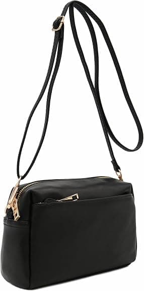 Triple Zip Lille Crossbody Taske Sort