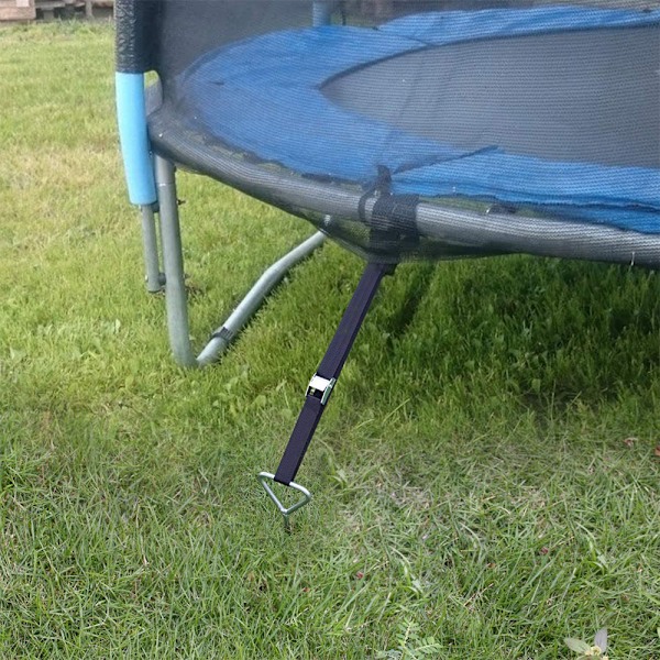 Solid Trampoline Forankringssett Jordforankring Vindplugger med Tau Universal Trampoline Festestropper Stålplugger Forankringssett for Trampoliner