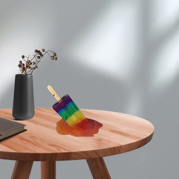 Smältande glasspinne skulptur kristallklubba harts prydnad hem